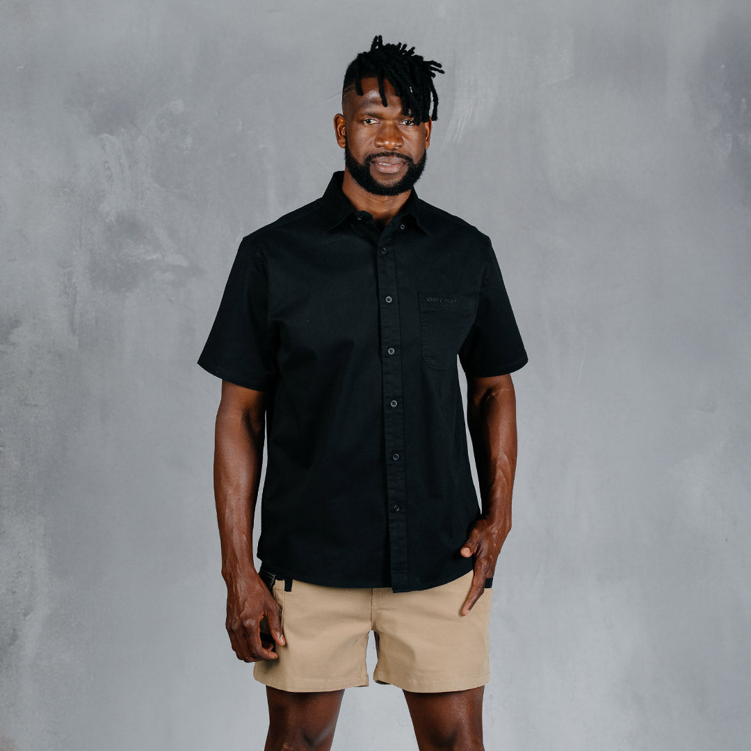 W.O.R.K Cotton Stretch S/Sleeve Shirt Black