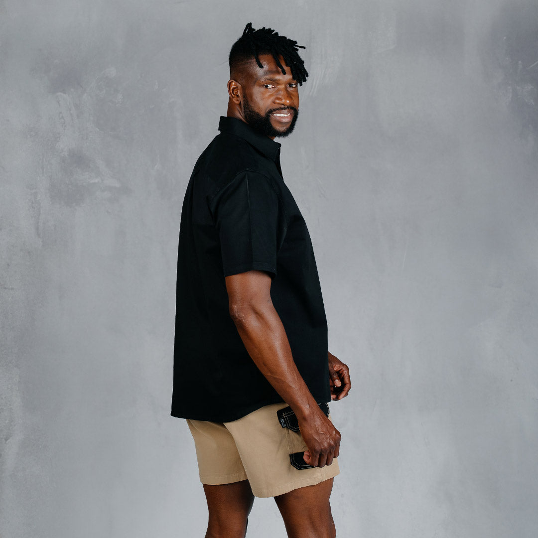 W.O.R.K Cotton Stretch S/Sleeve Shirt Black