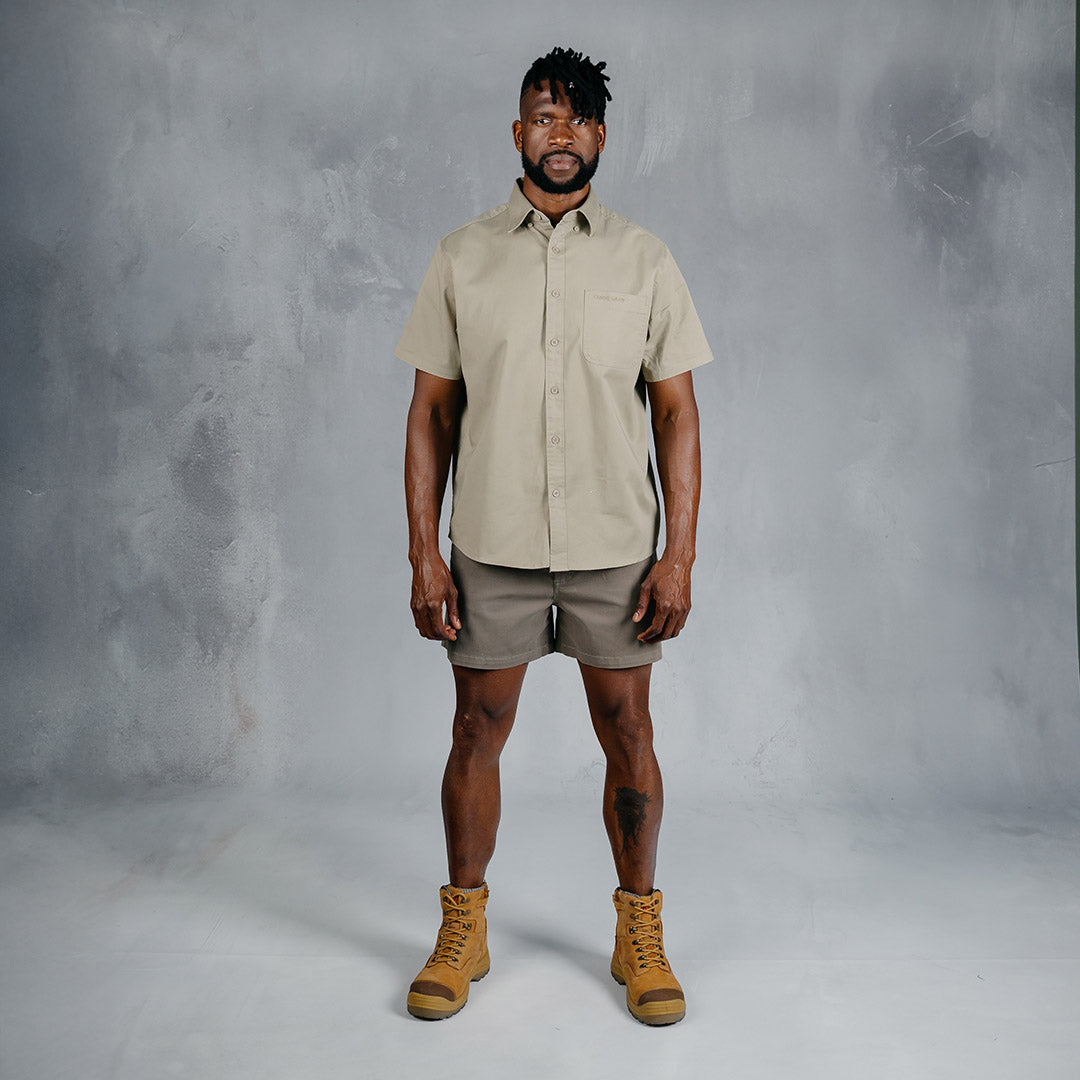 W.O.R.K Cotton Stretch S/Sleeve Shirt Khaki