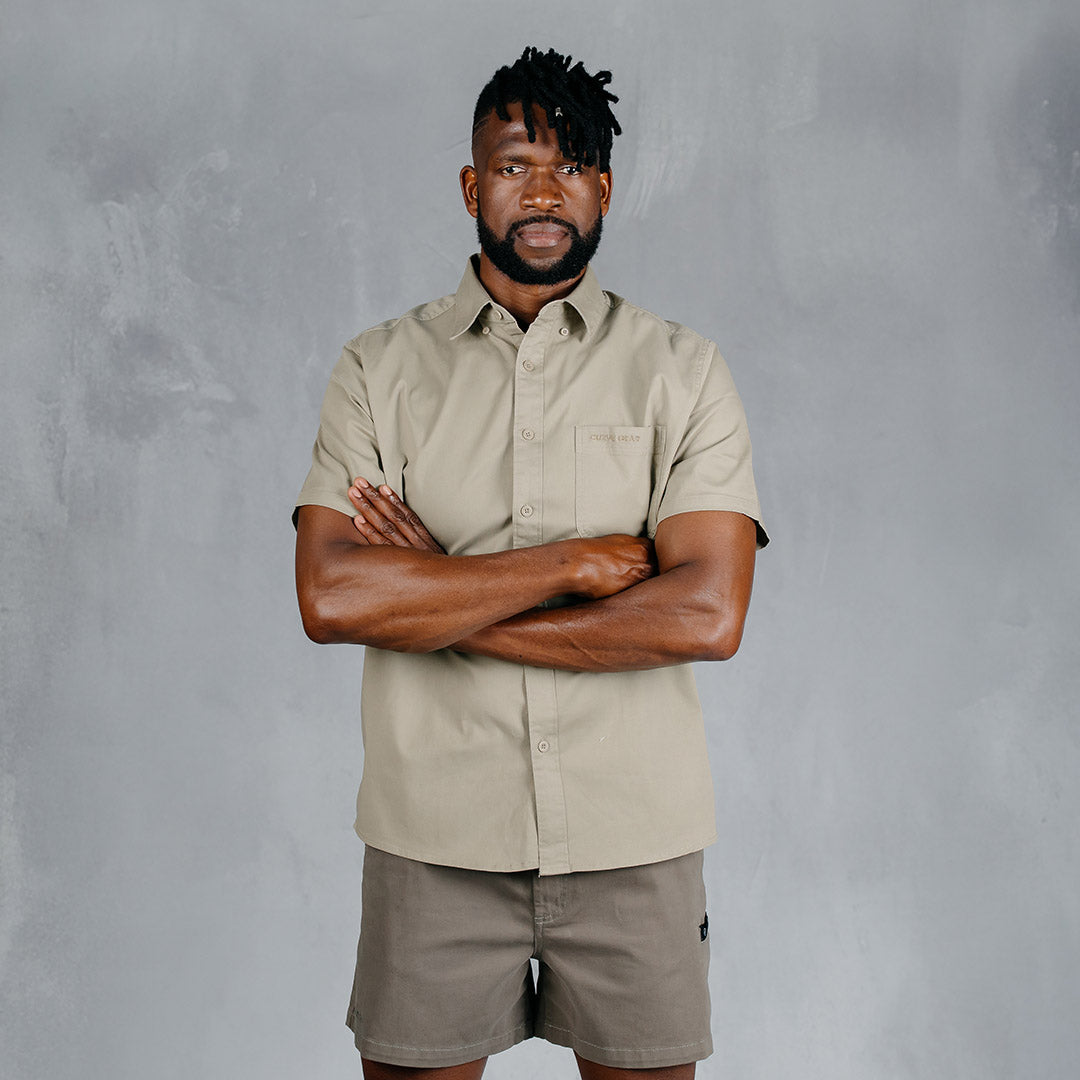 W.O.R.K Cotton Stretch S/Sleeve Shirt Khaki
