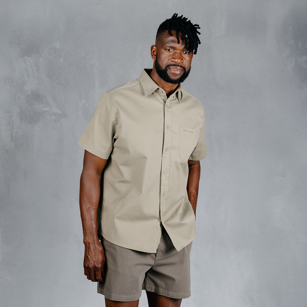 W.O.R.K Cotton Stretch S/Sleeve Shirt Khaki