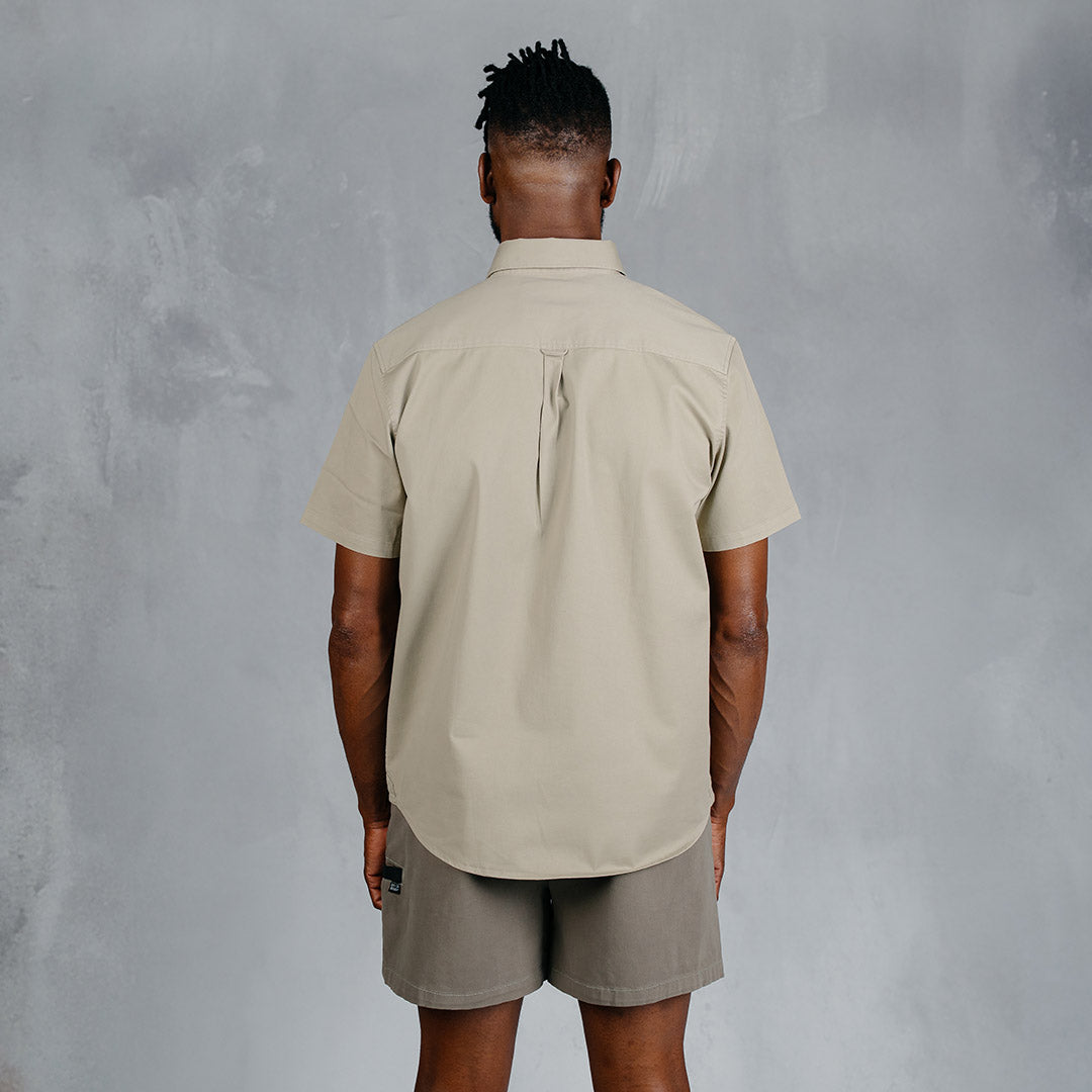 W.O.R.K Cotton Stretch S/Sleeve Shirt Khaki