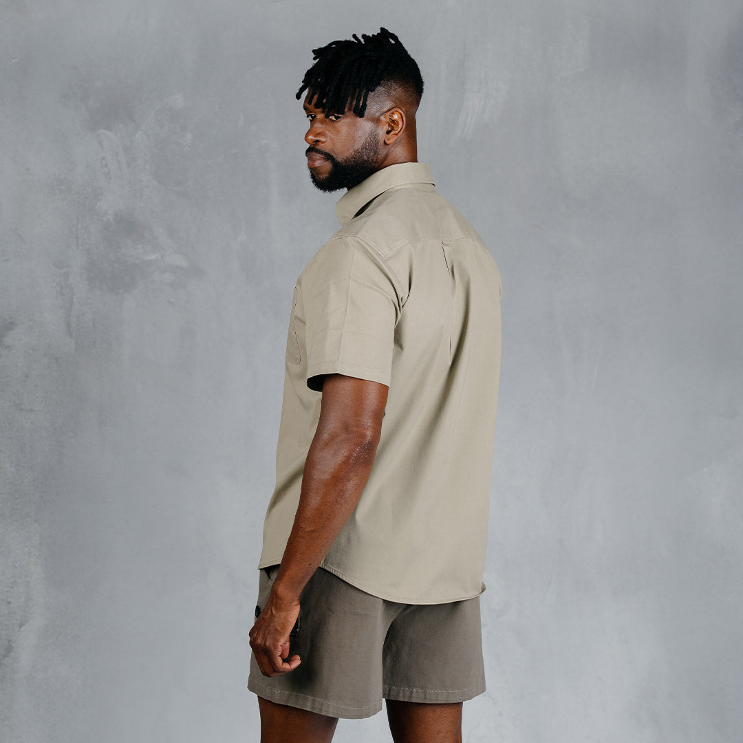 W.O.R.K Cotton Stretch S/Sleeve Shirt Khaki