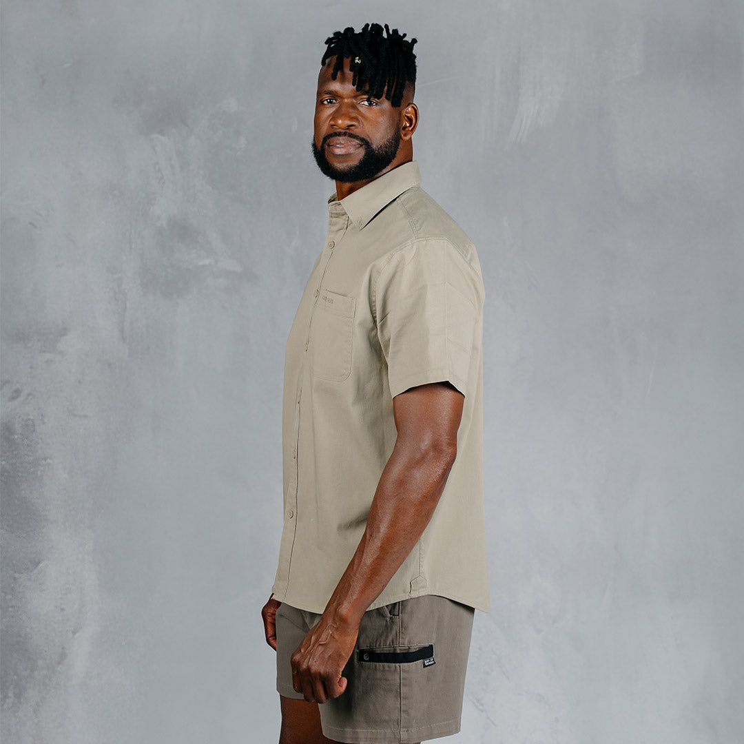 W.O.R.K Cotton Stretch S/Sleeve Shirt Khaki