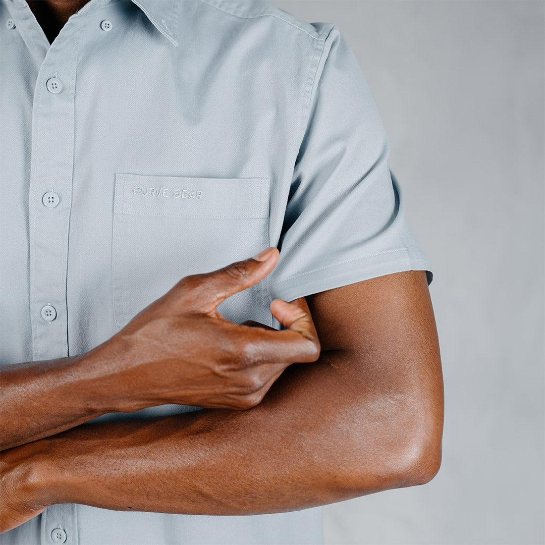 W.O.R.K Cotton Stretch S/Sleeve Shirt Light Blue
