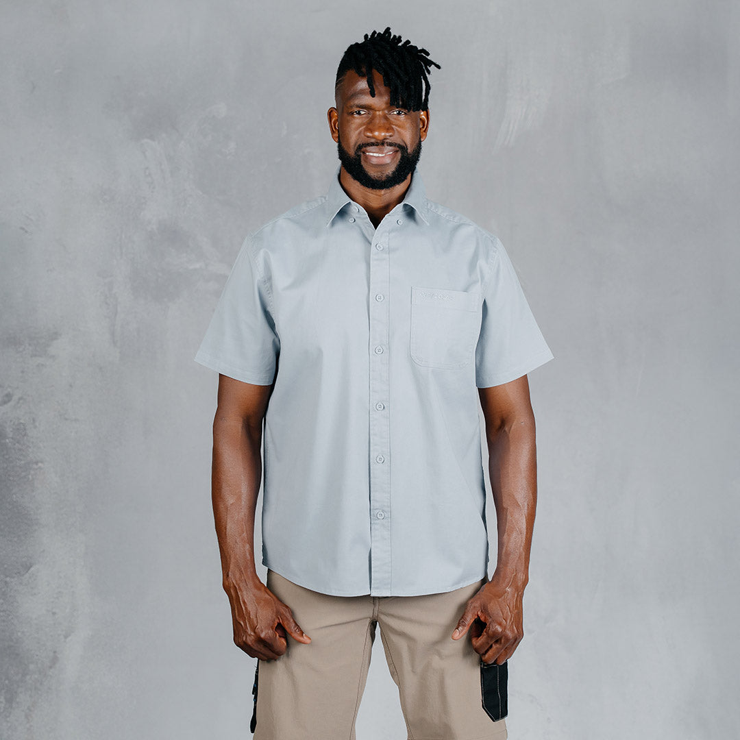 W.O.R.K Cotton Stretch S/Sleeve Shirt Light Blue