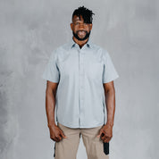 W.O.R.K Cotton Stretch S/Sleeve Shirt Light Blue