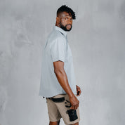 W.O.R.K Cotton Stretch S/Sleeve Shirt Light Blue