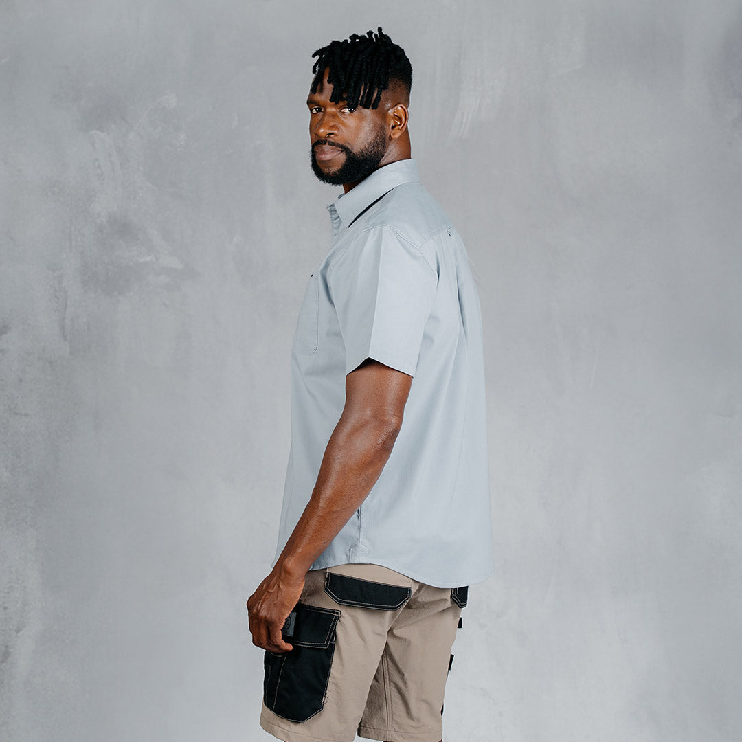 W.O.R.K Cotton Stretch S/Sleeve Shirt Light Blue