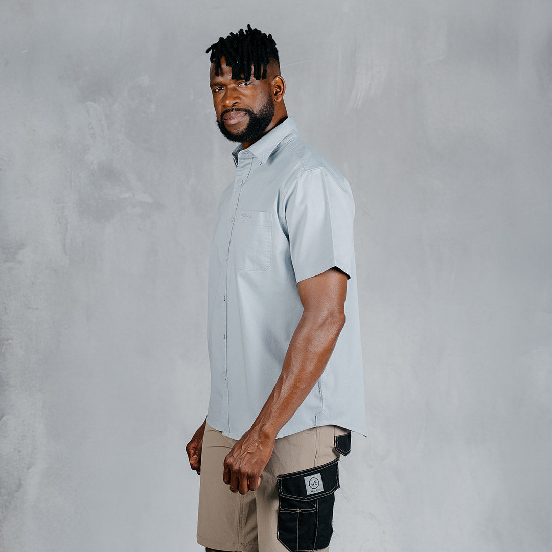 W.O.R.K Cotton Stretch S/Sleeve Shirt Light Blue