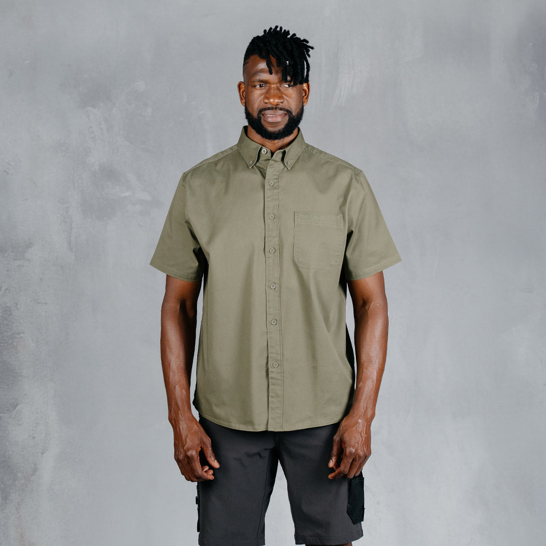 W.O.R.K Cotton Stretch S/Sleeve Shirt Olive