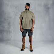 W.O.R.K Cotton Stretch S/Sleeve Shirt Olive