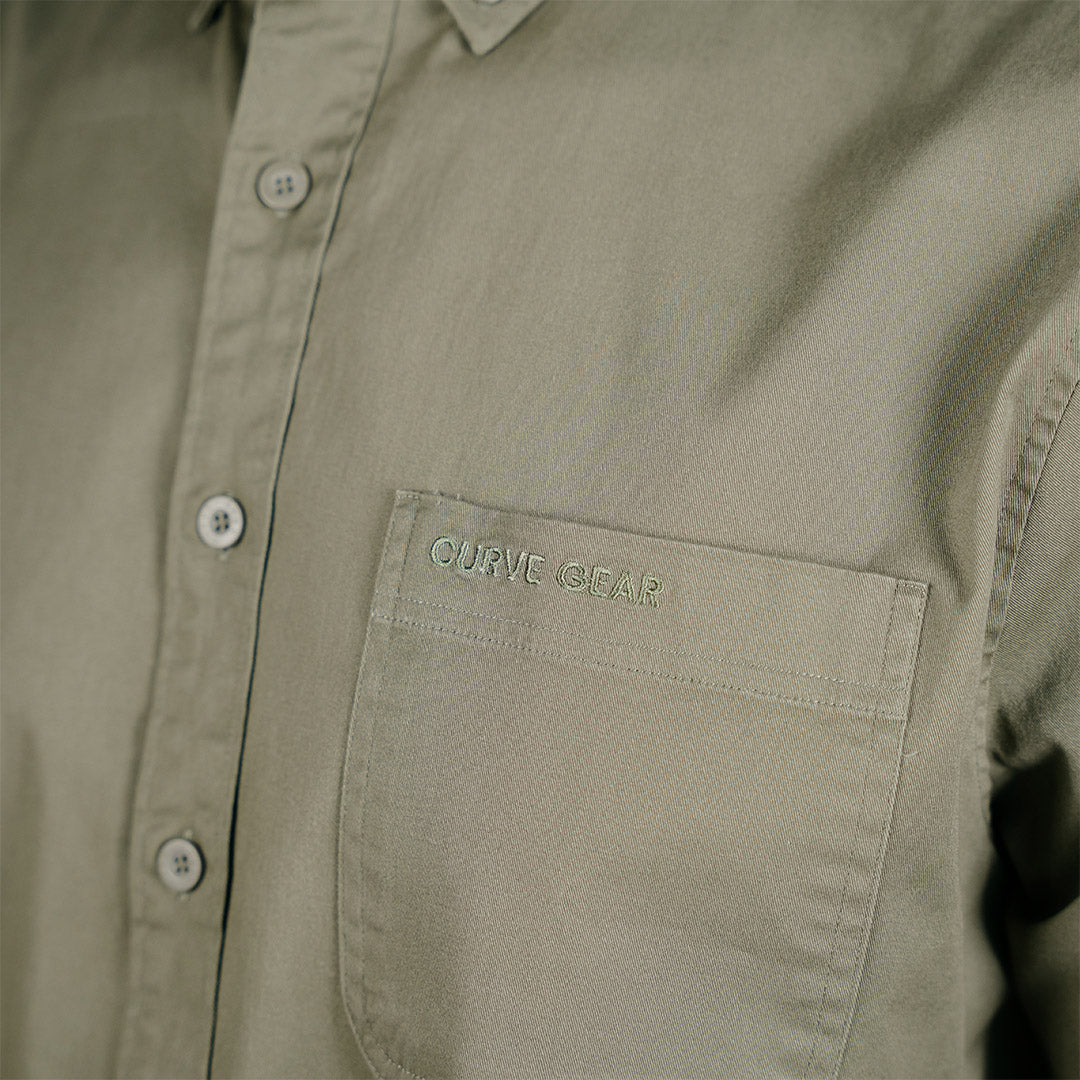 W.O.R.K Cotton Stretch S/Sleeve Shirt Olive