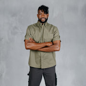 W.O.R.K Cotton Stretch S/Sleeve Shirt Olive