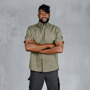 W.O.R.K Cotton Stretch S/Sleeve Shirt Olive
