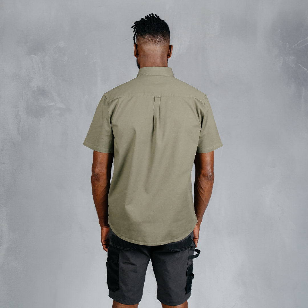 W.O.R.K Cotton Stretch S/Sleeve Shirt Olive