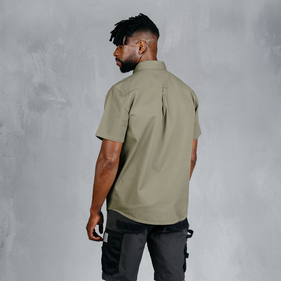 W.O.R.K Cotton Stretch S/Sleeve Shirt Olive