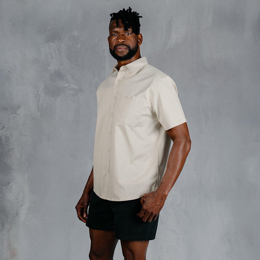 W.O.R.K Cotton Stretch S/Sleeve Shirt Stone