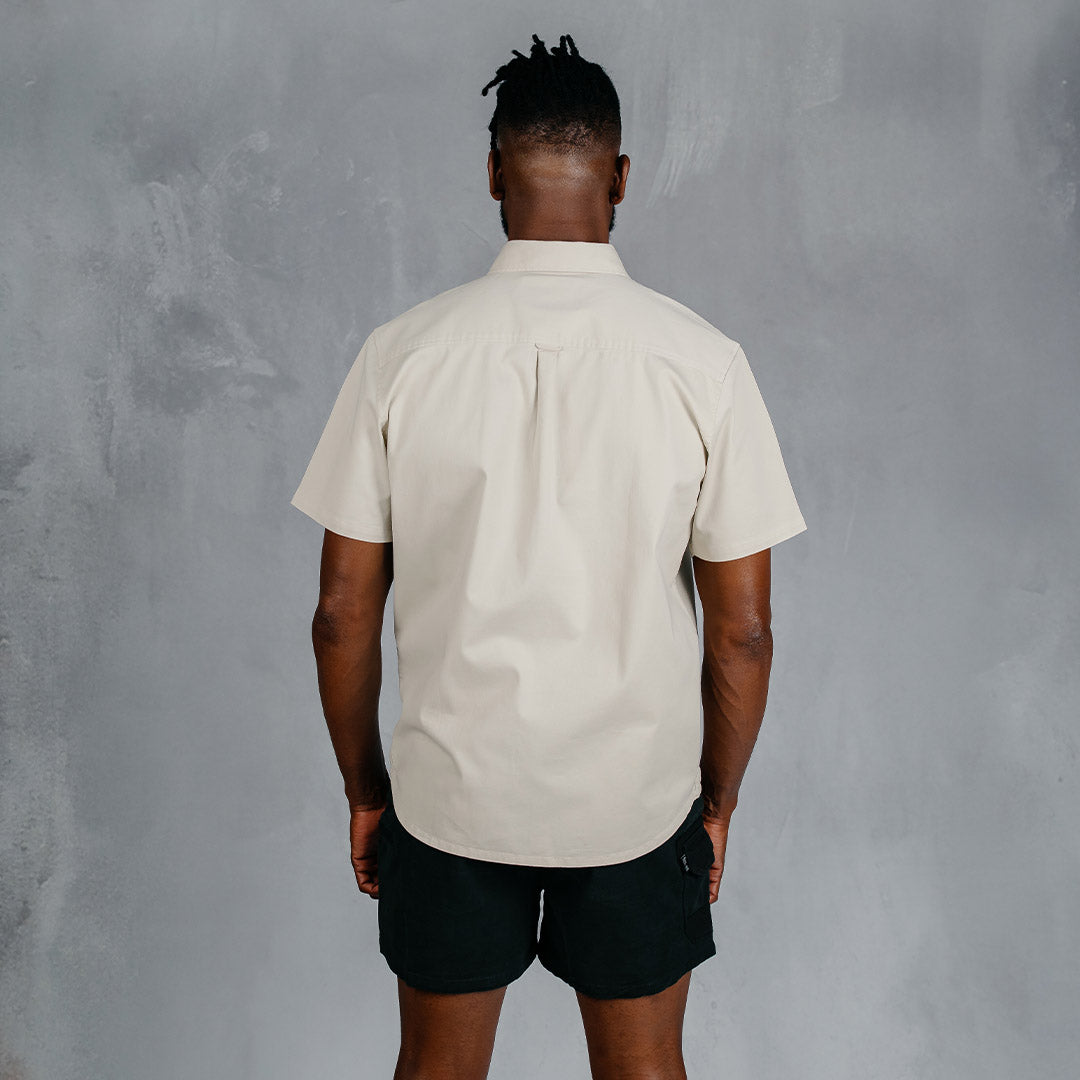 W.O.R.K Cotton Stretch S/Sleeve Shirt Stone