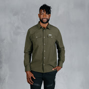 W.O.R.K Ripstop 4 Way Stretch L/Sleeve Shirt Dark Olive