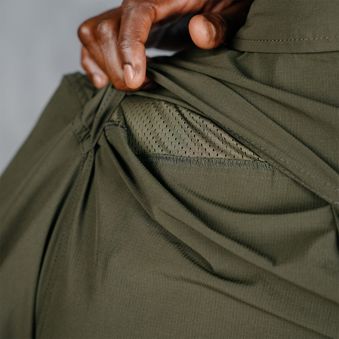 W.O.R.K Ripstop 4 Way Stretch L/Sleeve Shirt Dark Olive