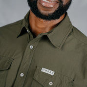 W.O.R.K Ripstop 4 Way Stretch L/Sleeve Shirt Dark Olive
