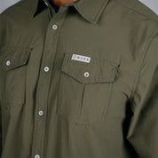 W.O.R.K Ripstop 4 Way Stretch L/Sleeve Shirt Dark Olive