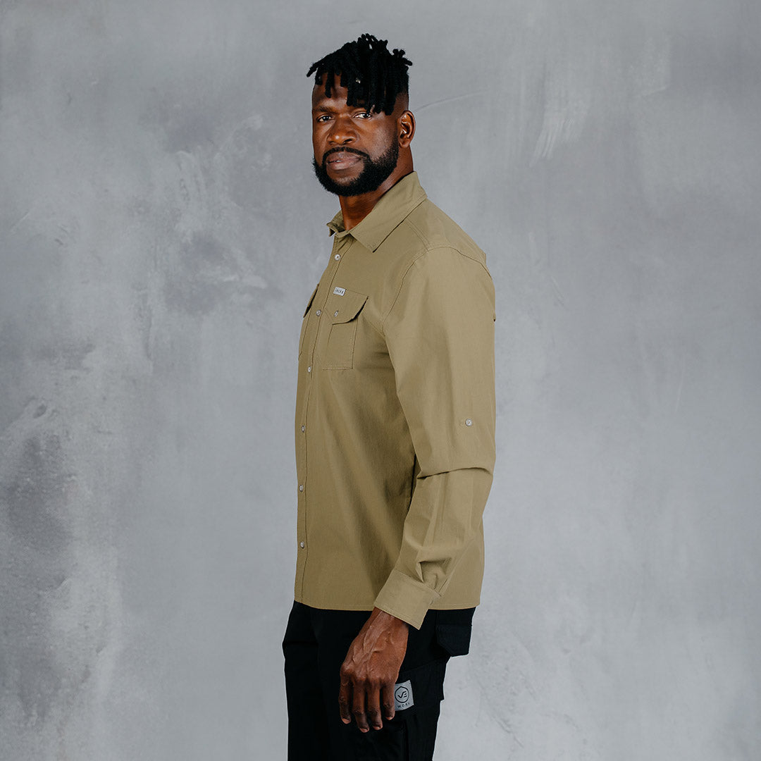 W.O.R.K Ripstop 4 Way Stretch L/Sleeve Shirt Khaki – Curve Gear
