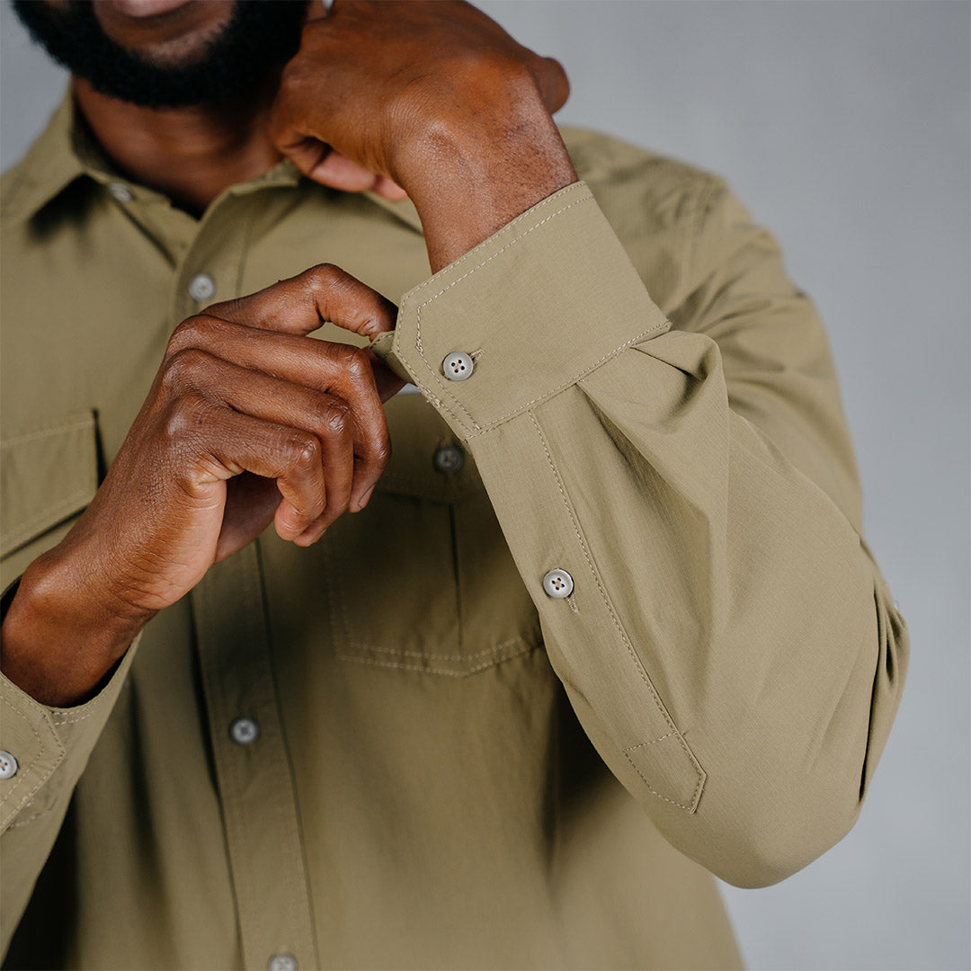 W.O.R.K Ripstop 4 Way Stretch L/Sleeve Shirt Khaki
