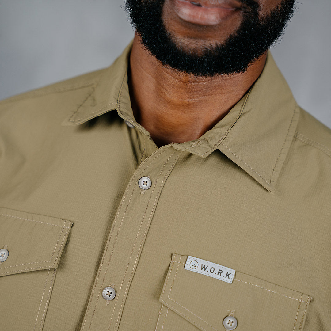 W.O.R.K Ripstop 4 Way Stretch L/Sleeve Shirt Khaki