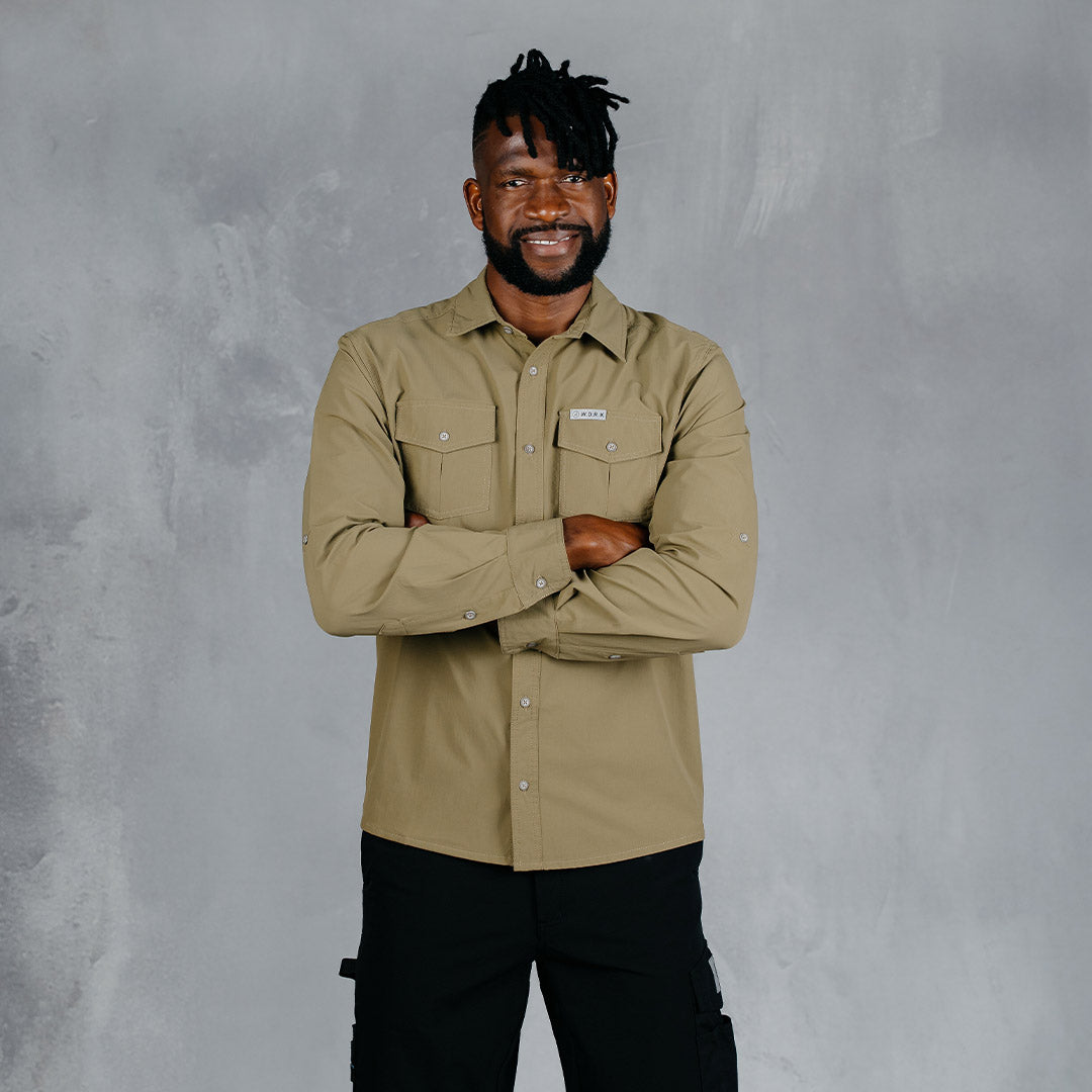 W.O.R.K Ripstop 4 Way Stretch L/Sleeve Shirt Khaki