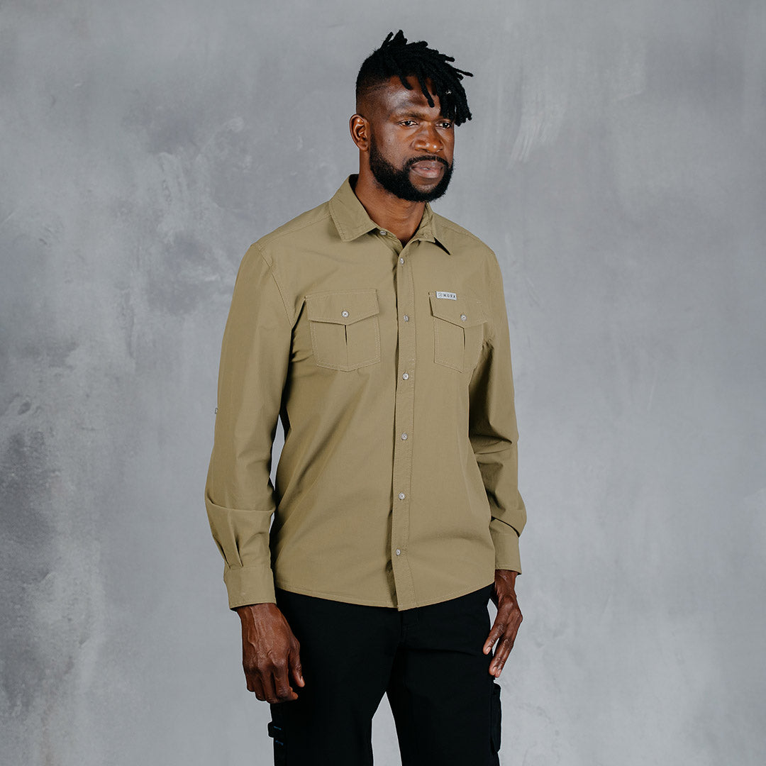 W.O.R.K Ripstop 4 Way Stretch L/Sleeve Shirt Khaki