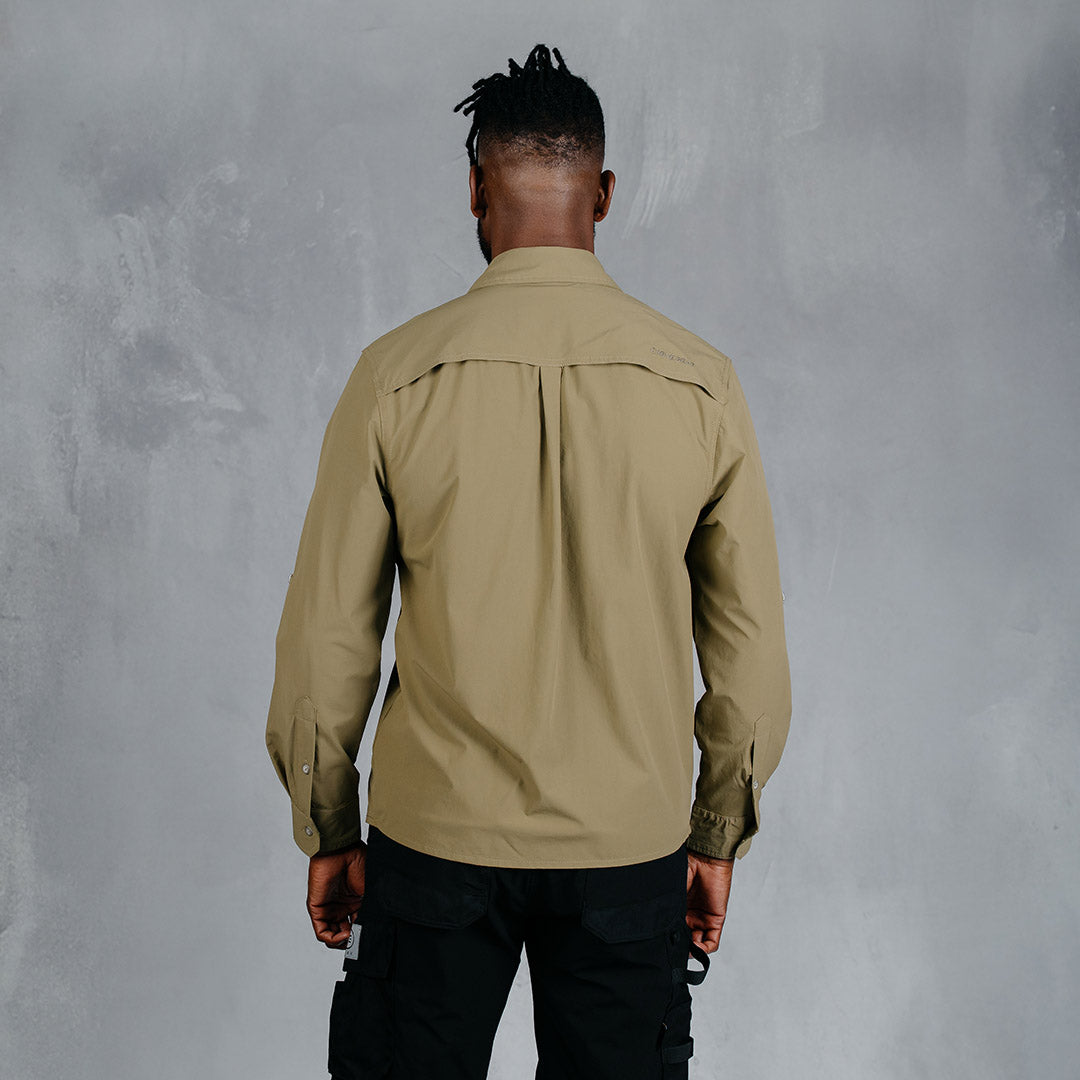 W.O.R.K Ripstop 4 Way Stretch L/Sleeve Shirt Khaki