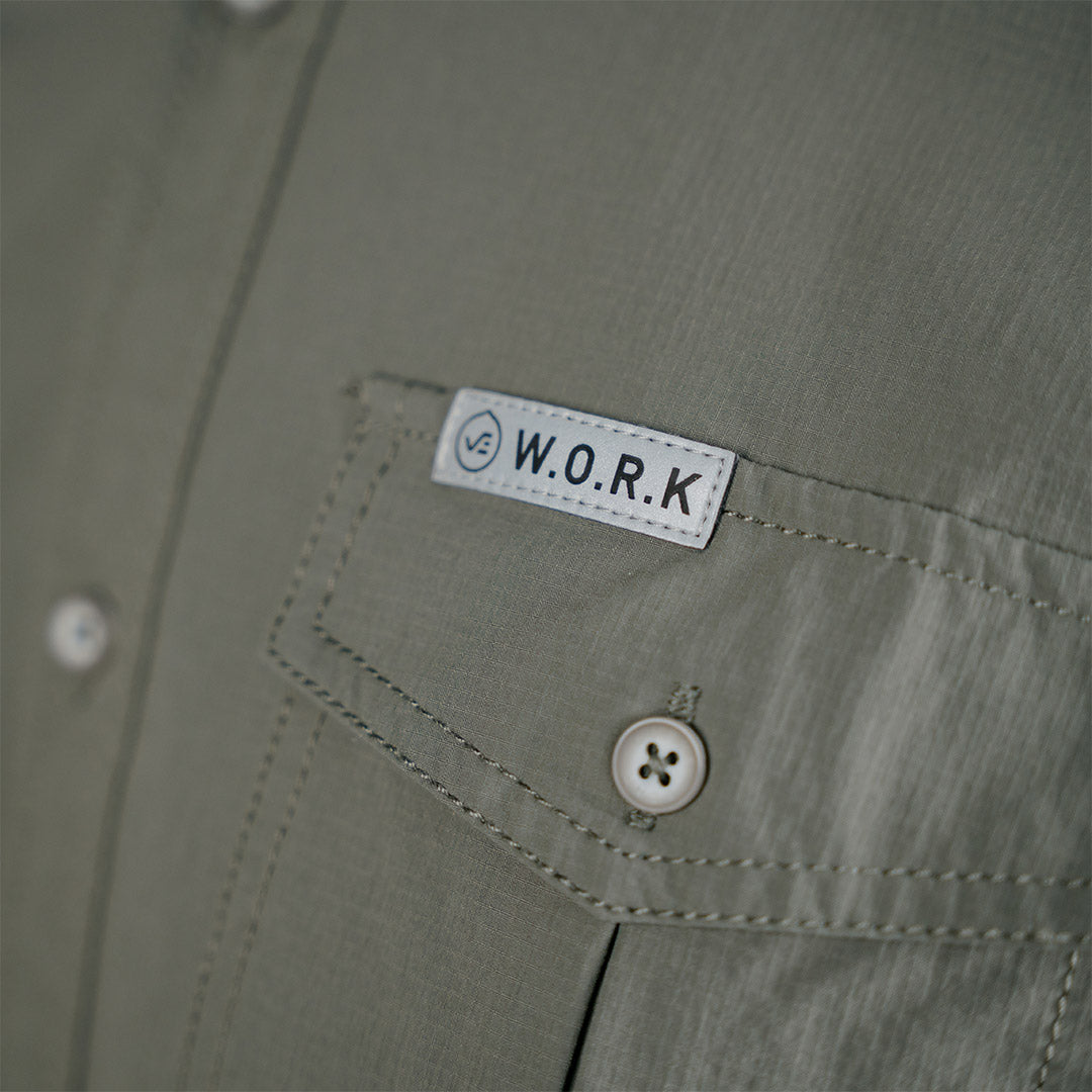 W.O.R.K Ripstop 4 Way Stretch L/Sleeve Shirt Light Grey Green