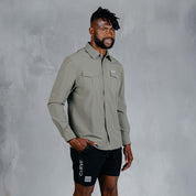 W.O.R.K Ripstop 4 Way Stretch L/Sleeve Shirt Light Grey Green