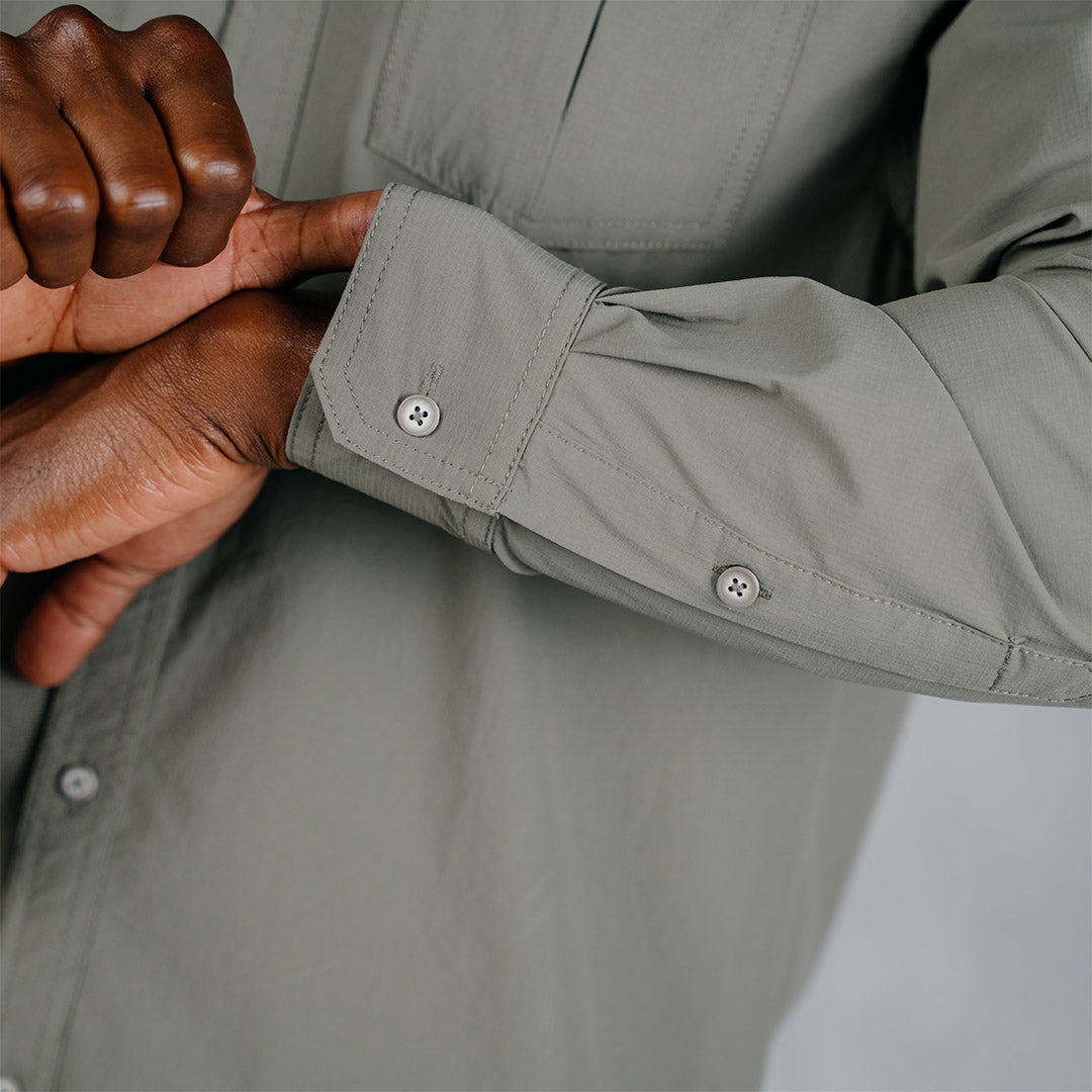 W.O.R.K Ripstop 4 Way Stretch L/Sleeve Shirt Light Grey Green