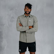 W.O.R.K Ripstop 4 Way Stretch L/Sleeve Shirt Light Grey Green