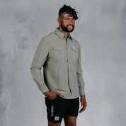 W.O.R.K Ripstop 4 Way Stretch L/Sleeve Shirt Light Grey Green