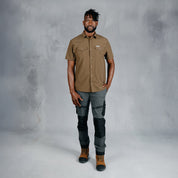 W.O.R.K Ripstop 4 Way Stretch S/Sleeve Shirt Brown