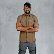 W.O.R.K Ripstop 4 Way Stretch S/Sleeve Shirt Brown