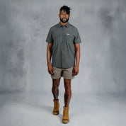 W.O.R.K Ripstop 4 Way Stretch S/Sleeve Shirt Dark Grey