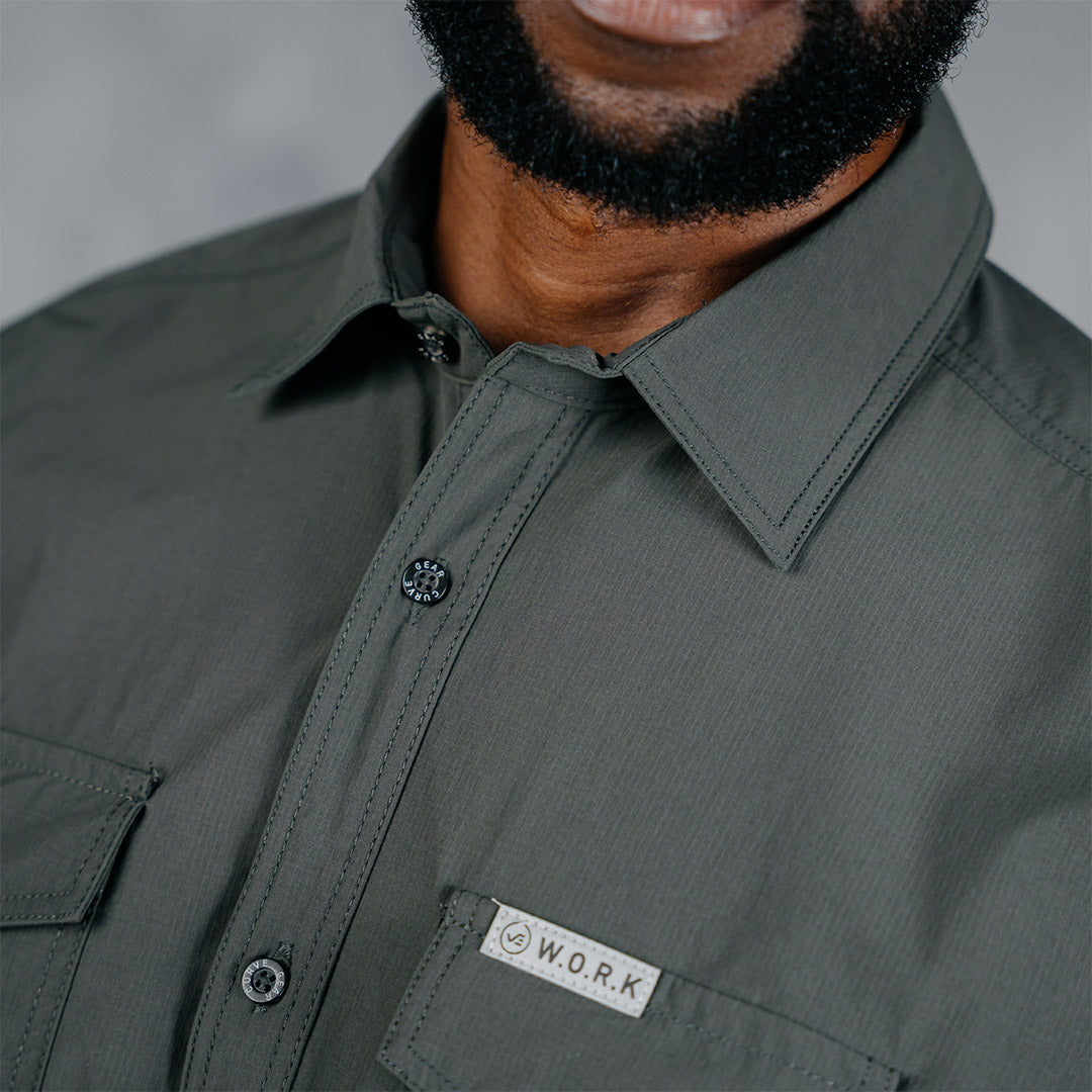 W.O.R.K Ripstop 4 Way Stretch S/Sleeve Shirt Dark Grey