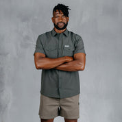 W.O.R.K Ripstop 4 Way Stretch S/Sleeve Shirt Dark Grey