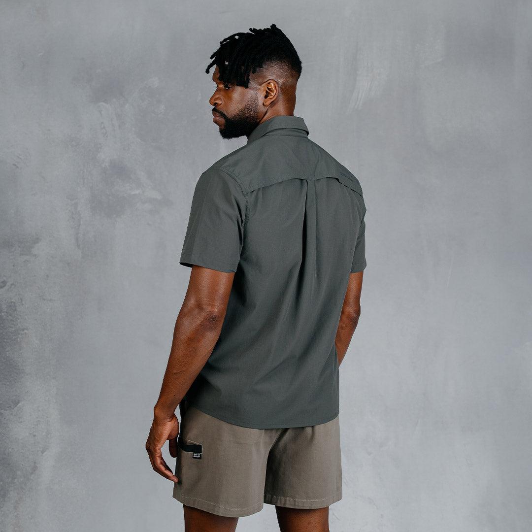 W.O.R.K Ripstop 4 Way Stretch S/Sleeve Shirt Dark Grey