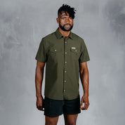 W.O.R.K Ripstop 4 Way Stretch S/Sleeve Shirt Dark Olive