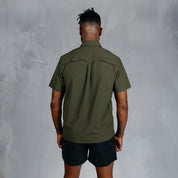 W.O.R.K Ripstop 4 Way Stretch S/Sleeve Shirt Dark Olive