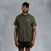 W.O.R.K Ripstop 4 Way Stretch S/Sleeve Shirt Dark Olive