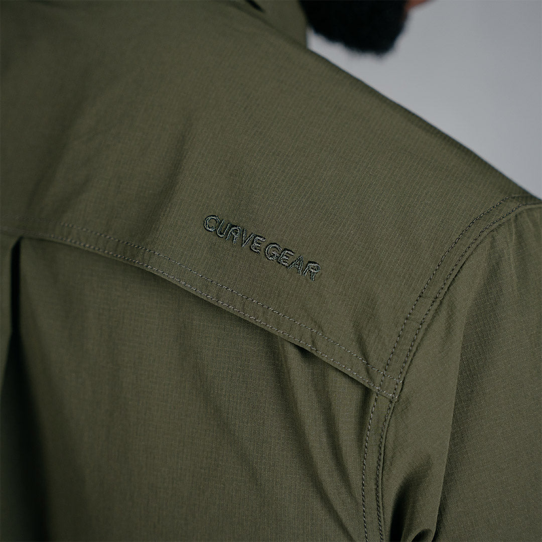 W.O.R.K Ripstop 4 Way Stretch S/Sleeve Shirt Dark Olive