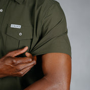 W.O.R.K Ripstop 4 Way Stretch S/Sleeve Shirt Dark Olive