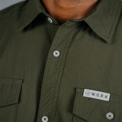 W.O.R.K Ripstop 4 Way Stretch S/Sleeve Shirt Dark Olive